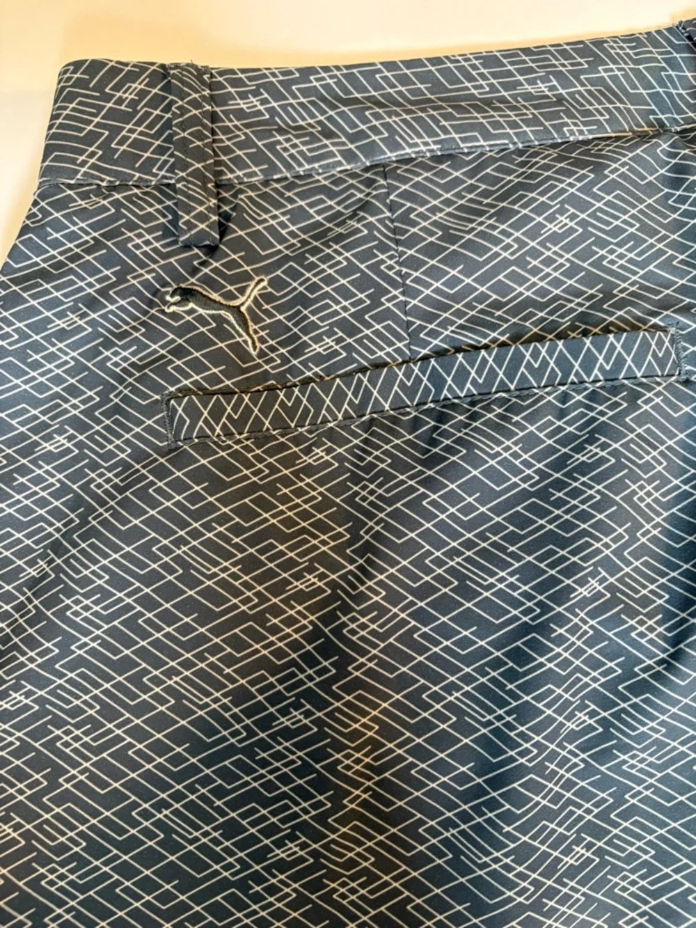 Puma Blue Geometric Print Golfing Women’s Shorts, Sz 12. - Picture 9 of 10